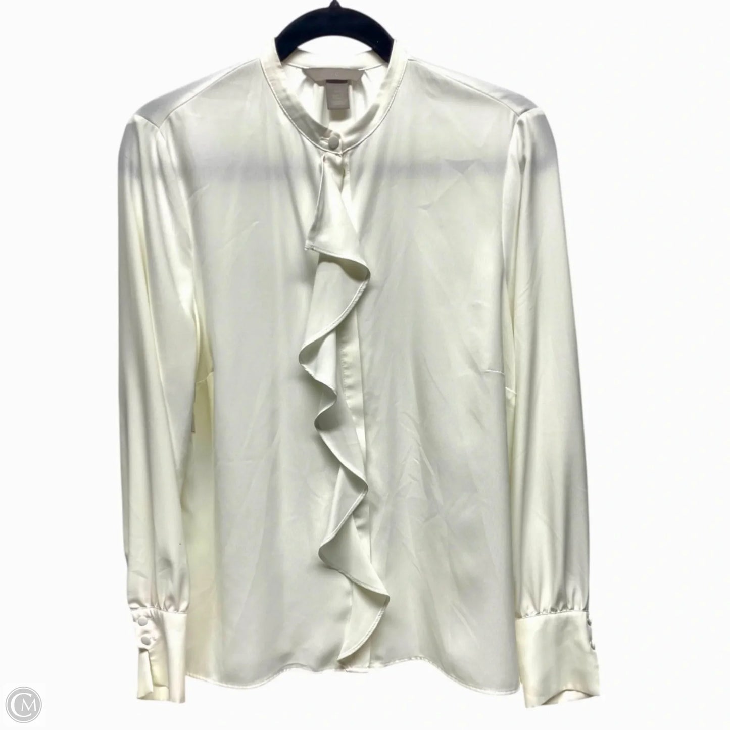 Top Long Sleeve By H&m In Ivory, Size: M