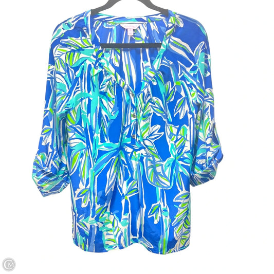 Top Long Sleeve Designer By Lilly Pulitzer In Blue, Size: M