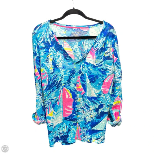 Top Long Sleeve Designer By Lilly Pulitzer In Blue, Size: L