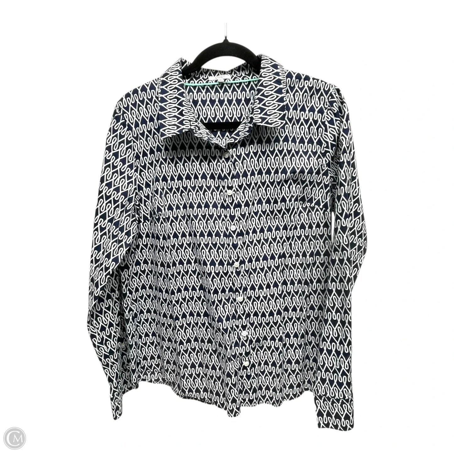 Top Long Sleeve By Crown And Ivy In Blue & White, Size: L