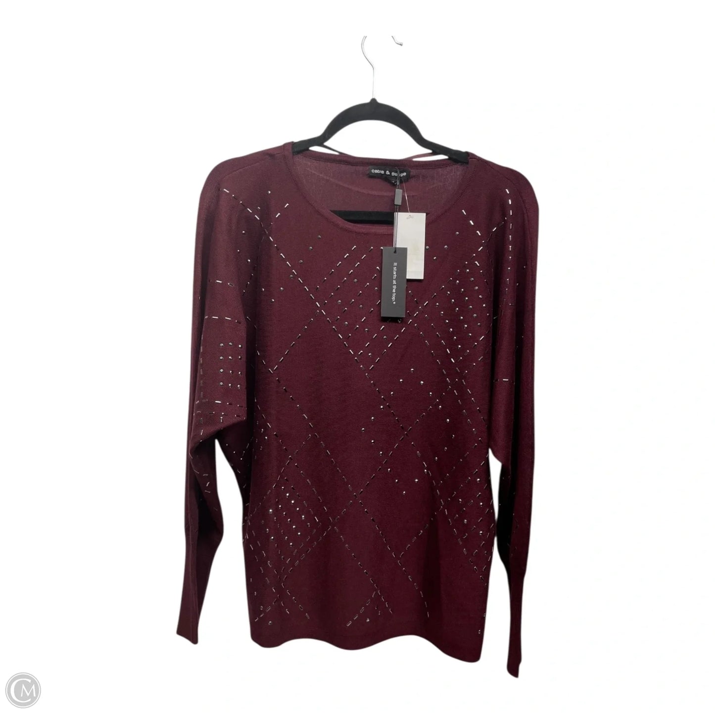 Sweater By Cable And Gauge In Maroon, Size: Xl