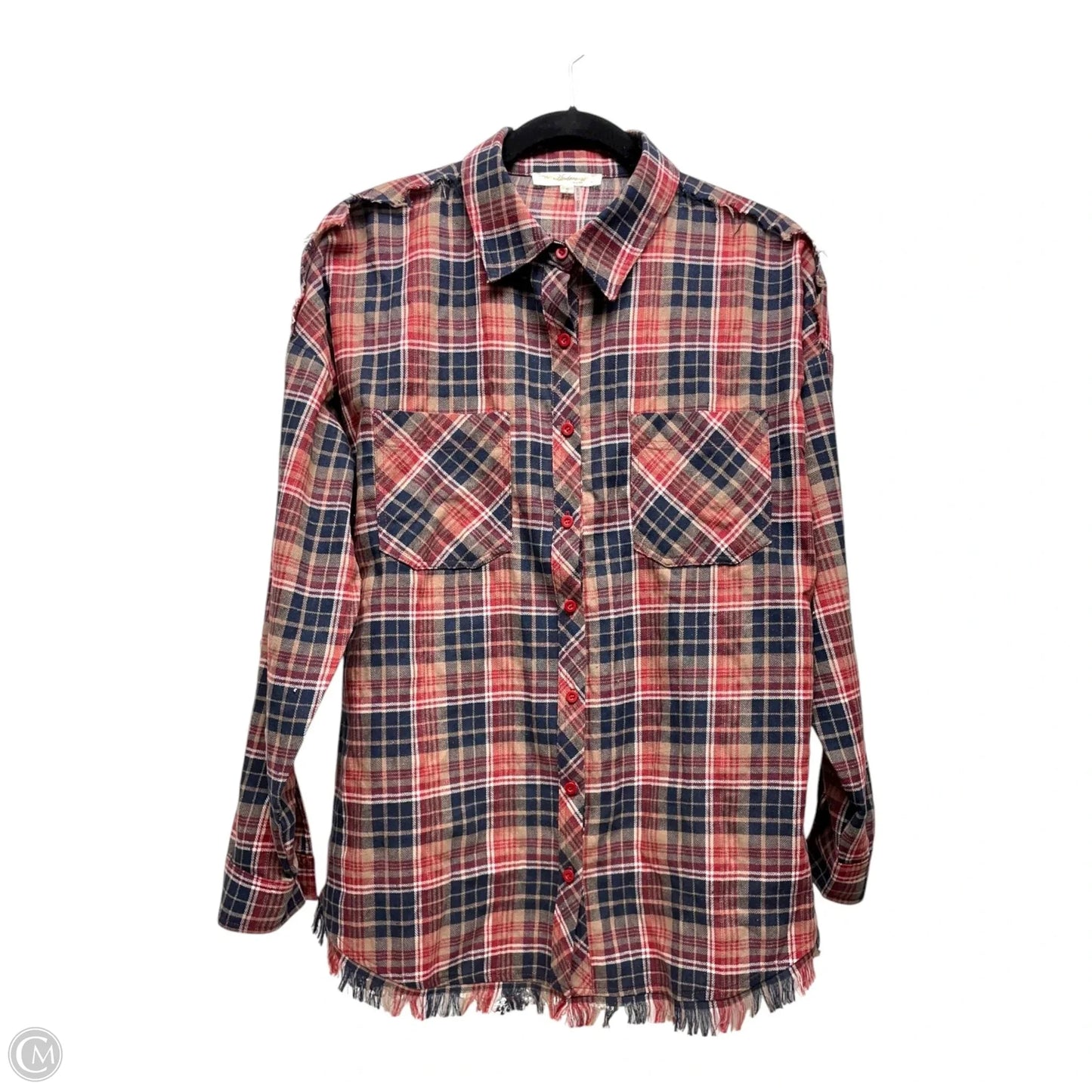 Top Long Sleeve By Andree By Unit In Plaid Pattern, Size: S