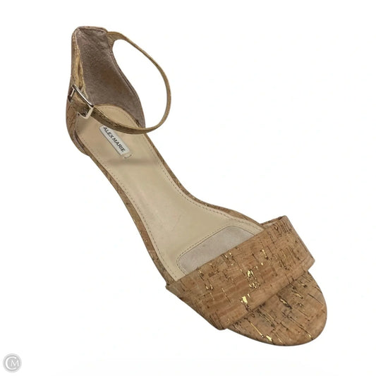 Sandals Heels Wedge By Alex Marie In Gold & Tan, Size: 9