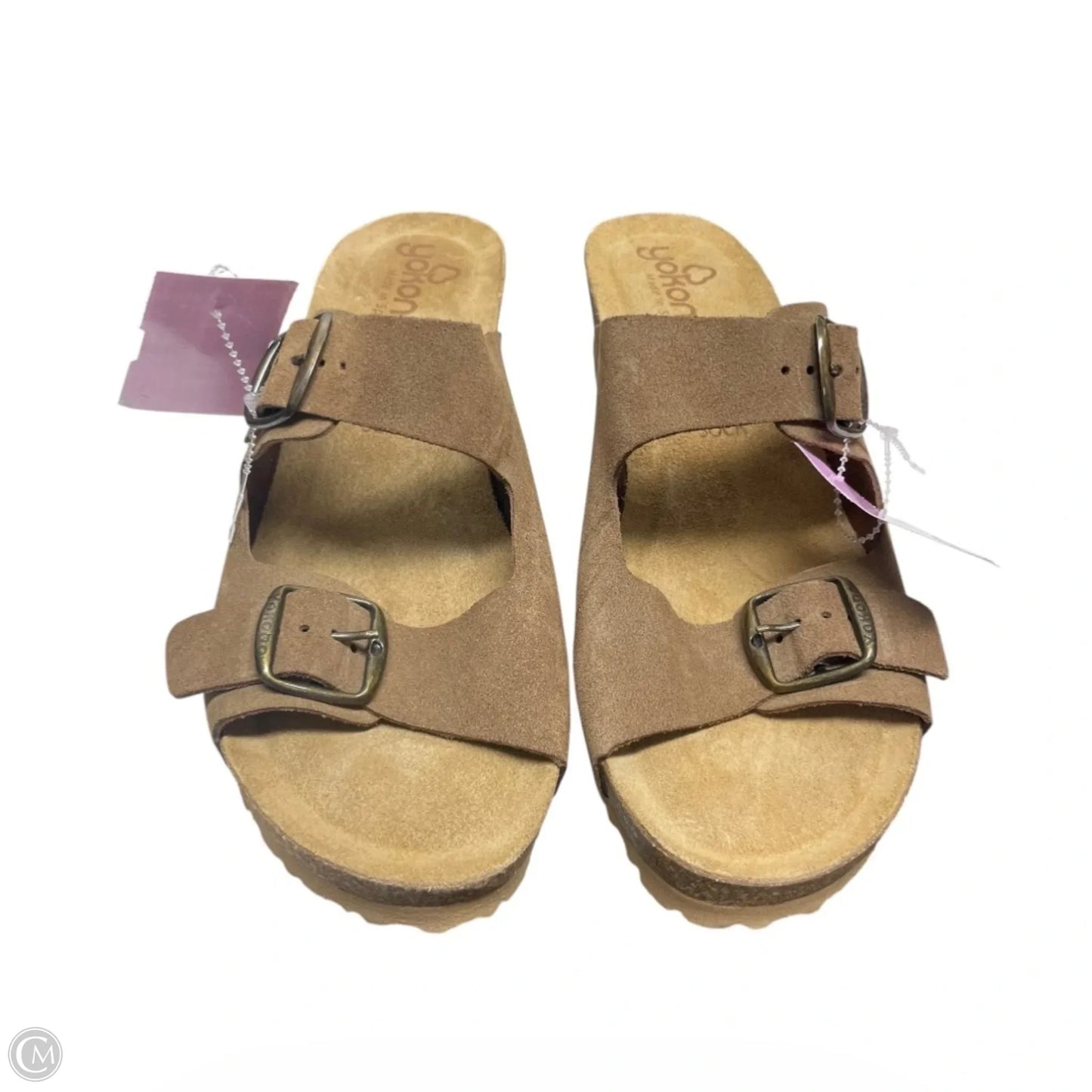 Sandals Heels Wedge By Clothes Mentor In Brown, Size: 9