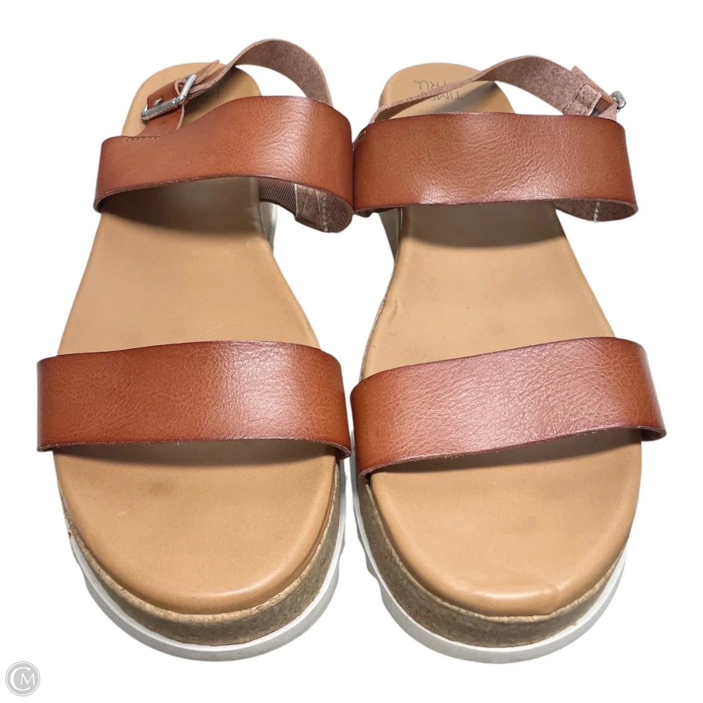 Sandals Heels Block By Time And Tru In Brown, Size: 11