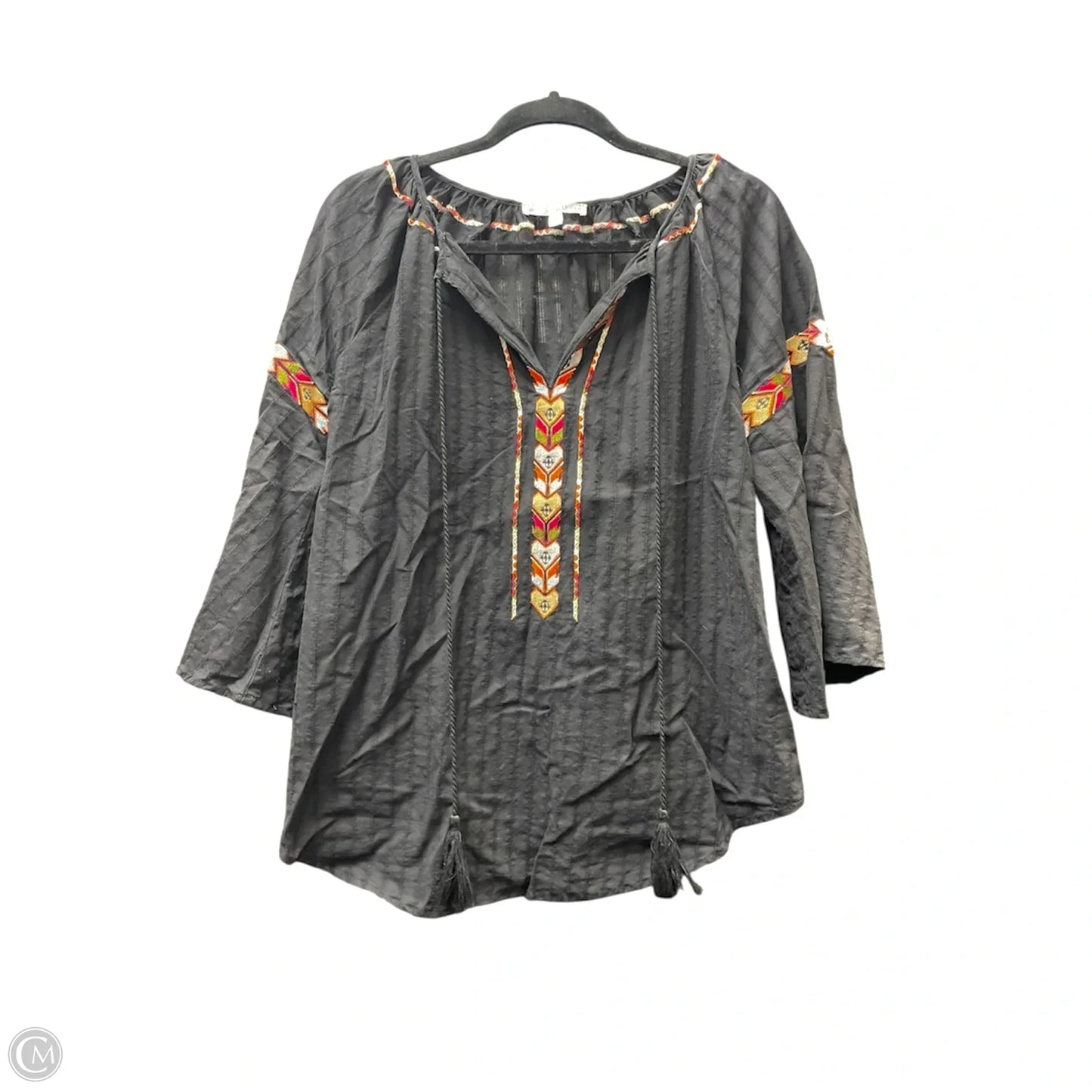 Top 3/4 Sleeve By Clothes Mentor In Black, Size: L