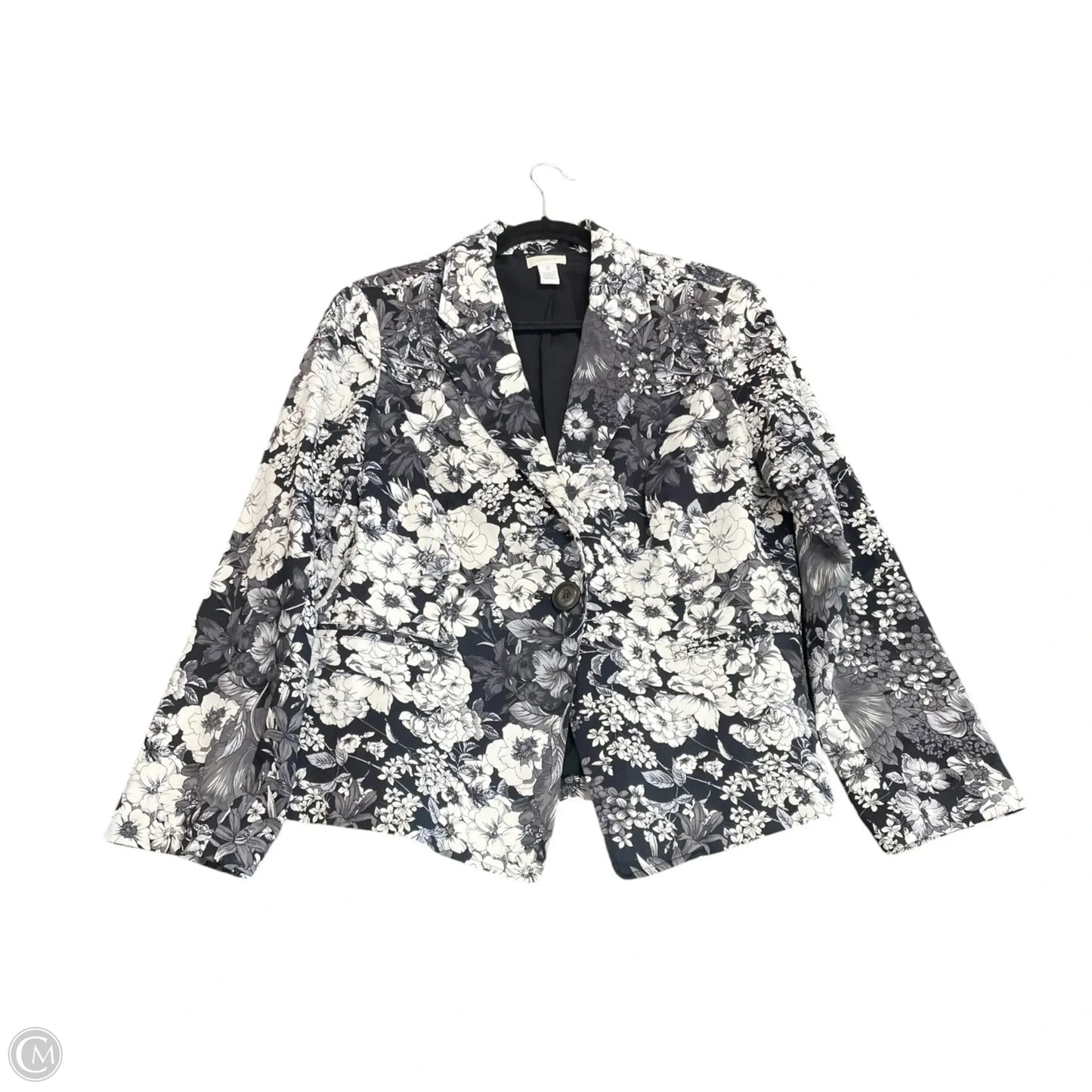 Blazer By Chicos In Black & White, Size: L