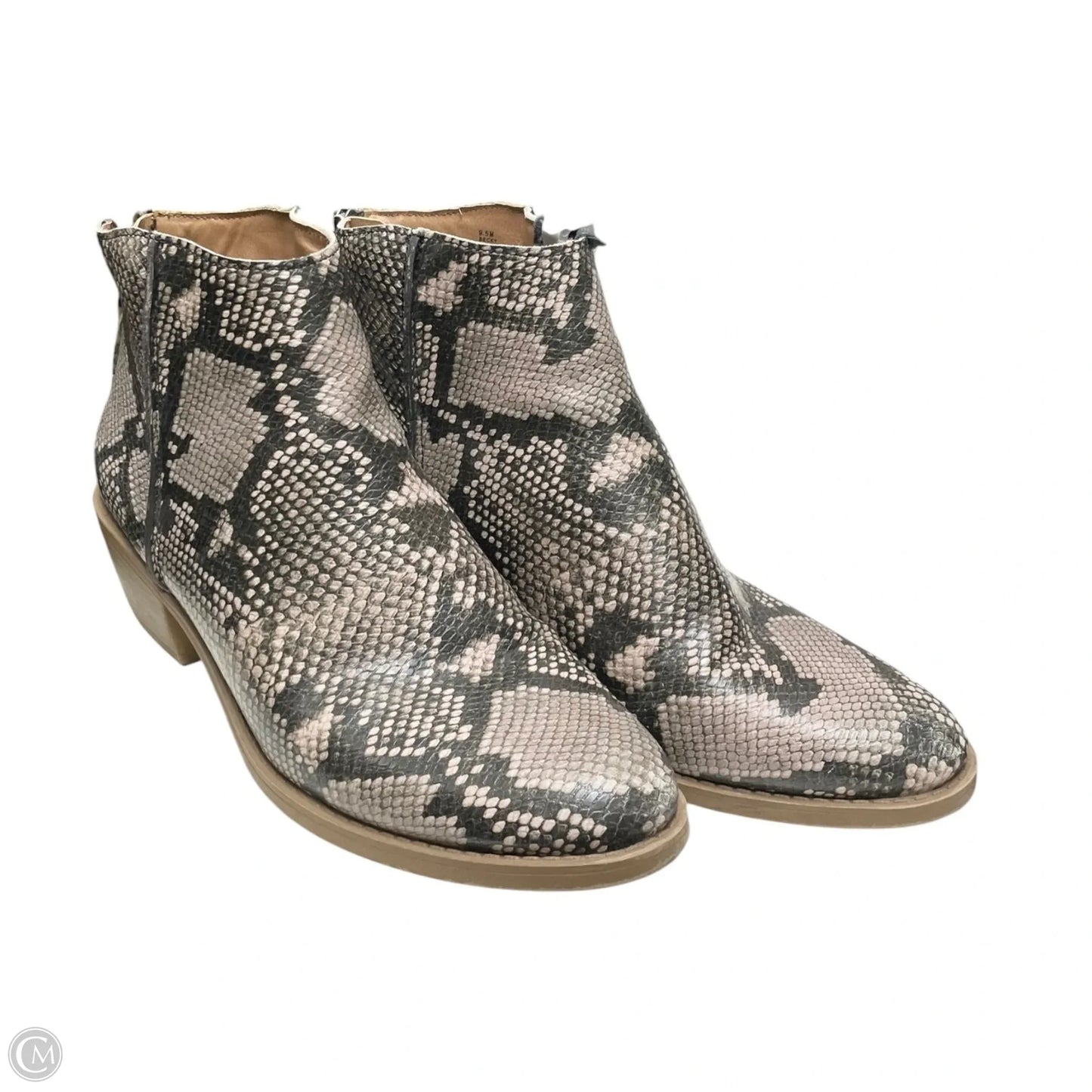 Boots Ankle Heels By Clothes Mentor In Animal Print, Size: 9.5