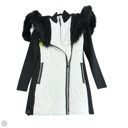 Coat Puffer & Quilted By Calvin Klein In Black & Cream, Size: S