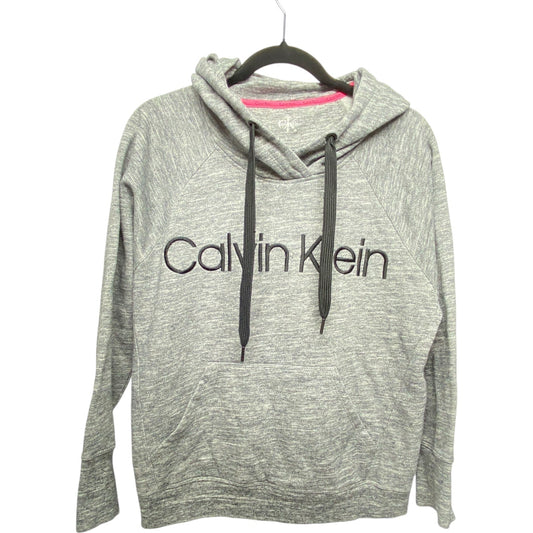 Sweatshirt Hoodie By Calvin Klein In Grey, Size: M