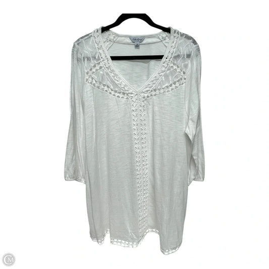 Top 3/4 Sleeve By Lucky Brand In White, Size: 2x