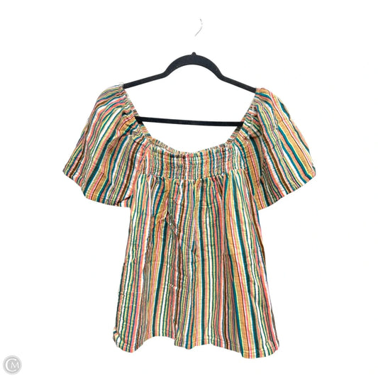 Top Short Sleeve By Joyspun In Striped Pattern, Size: L