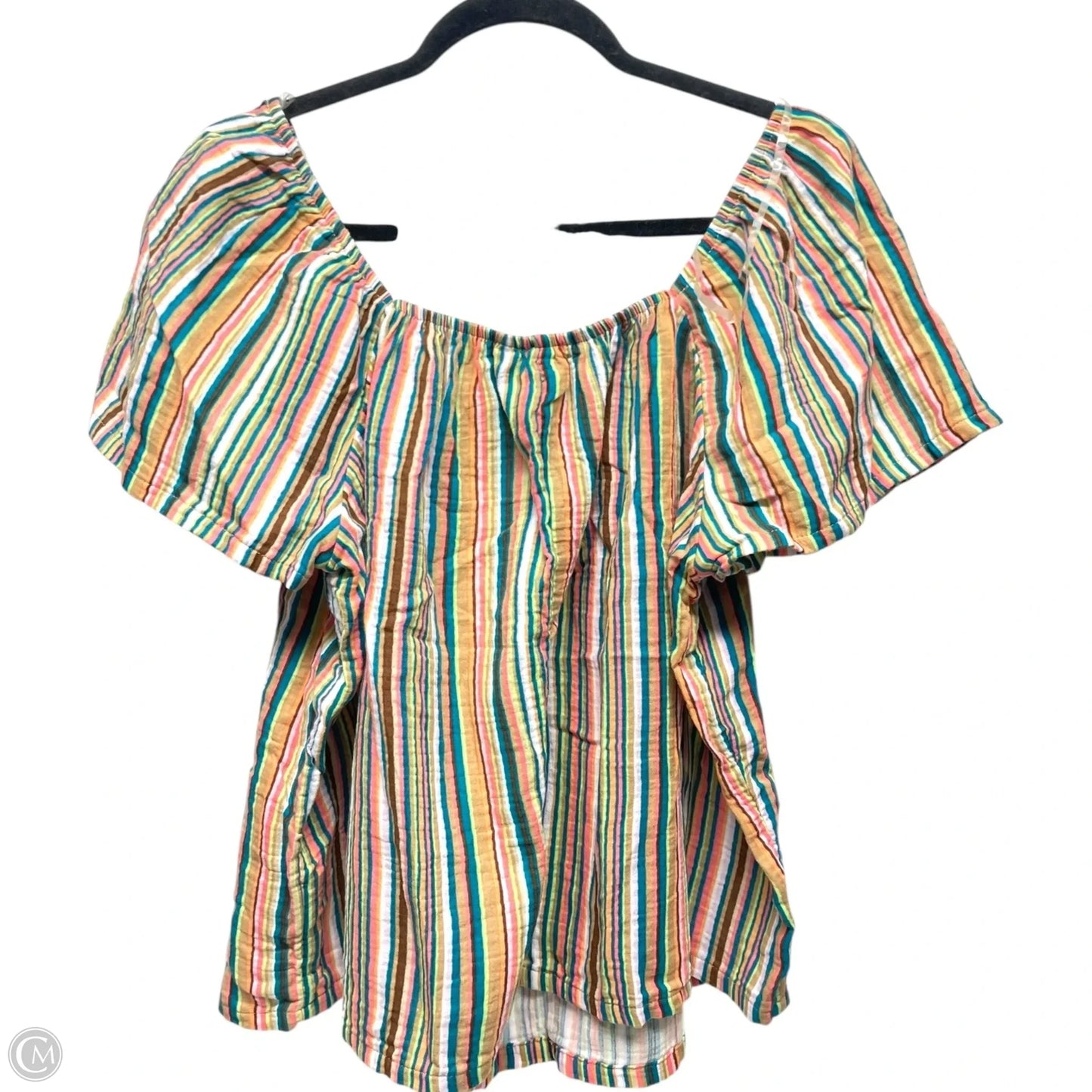 Top Short Sleeve By Joyspun In Striped Pattern, Size: L