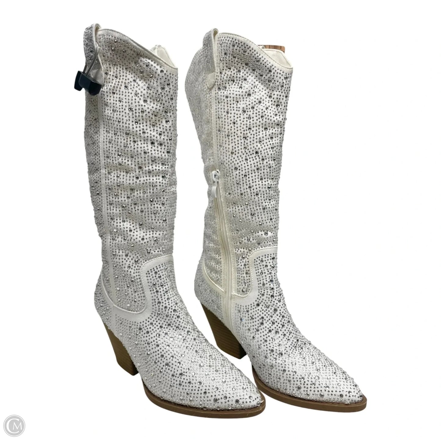 Boots Western By Forever In Silver & White, Size: 7