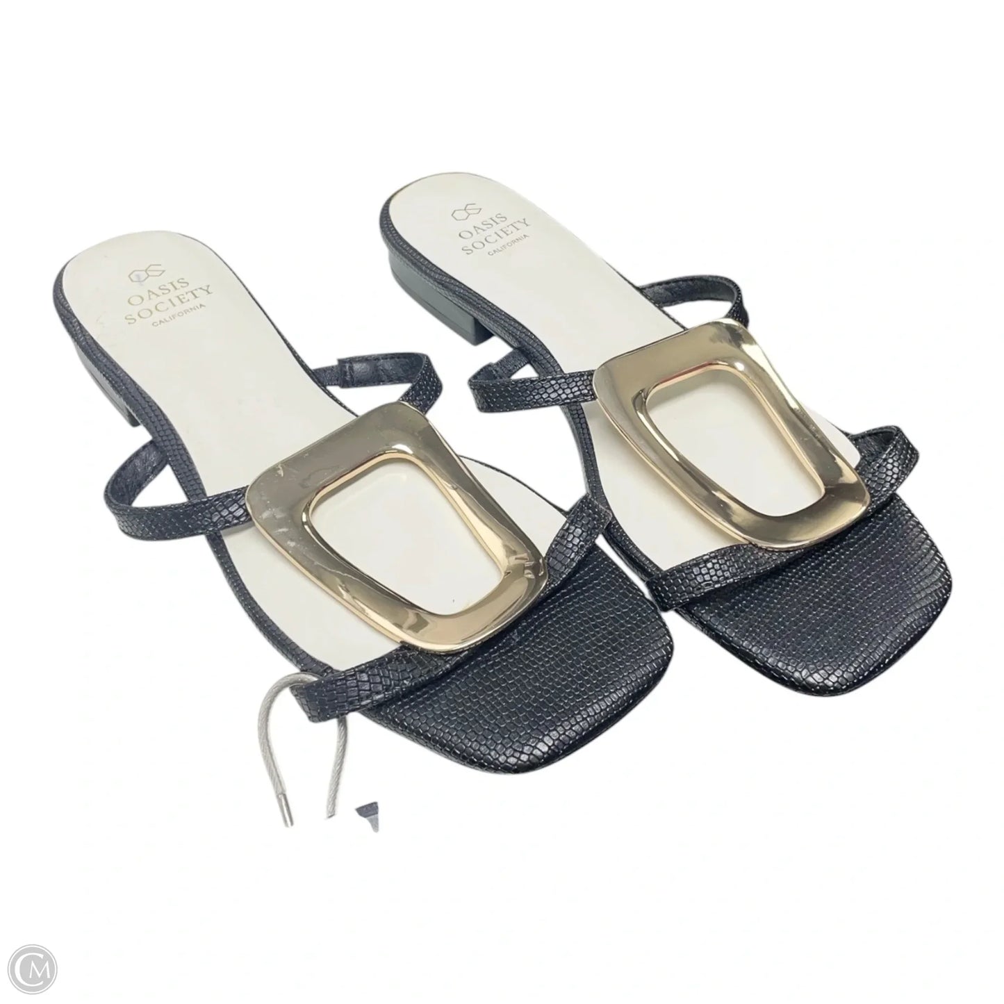 Sandals Flats By Oasis Society In Black & Gold, Size: 8.5