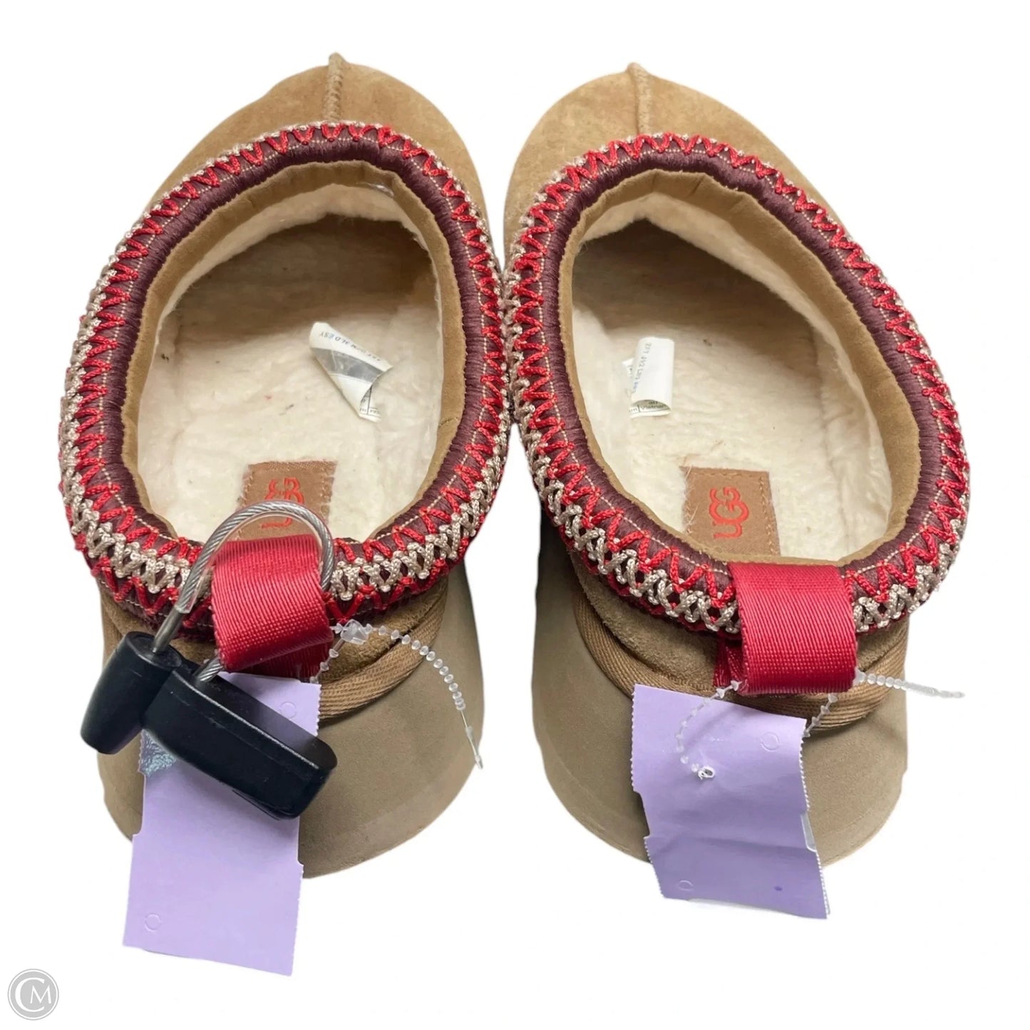 Shoes Designer By Ugg In Brown & Red, Size: 6