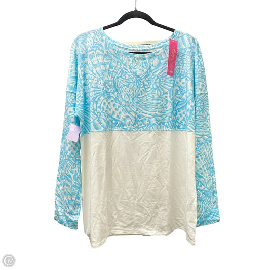 Top Long Sleeve By Lilly Pulitzer In Blue & White, Size: L
