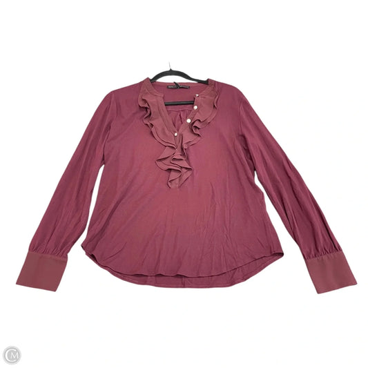 Top Long Sleeve By White House Black Market In Maroon, Size: L