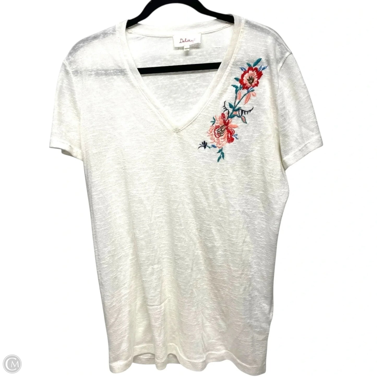 Top Short Sleeve By Deletta In Floral Print, Size: L