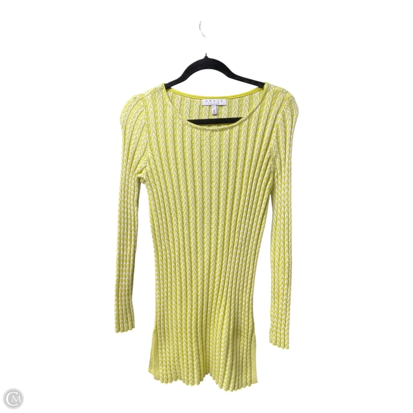 Dress Sweater By Chaus In White & Yellow, Size: S