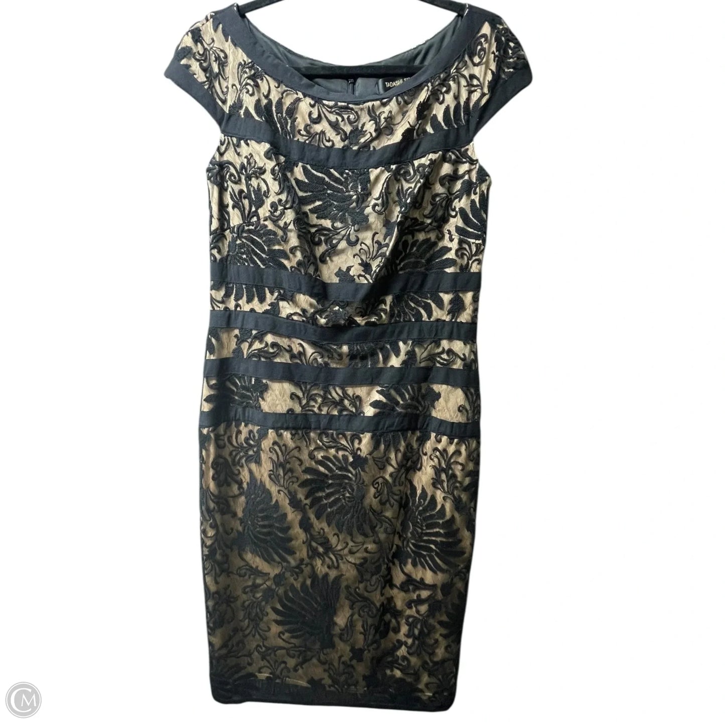 Dress Designer By tadashi shoji  In Black & Tan, Size: 12