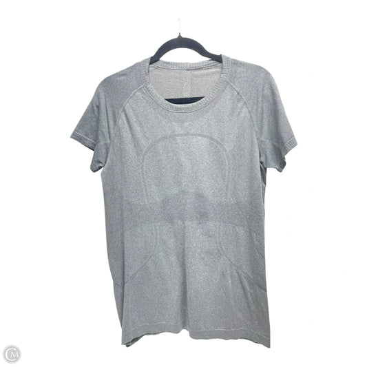 Athletic Top Short Sleeve By Lululemon In Grey, Size: L