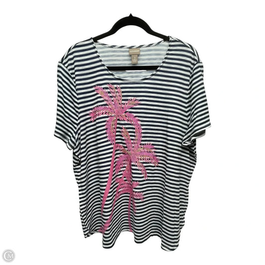 Top Short Sleeve By Chicos In Striped Pattern, Size: Xl