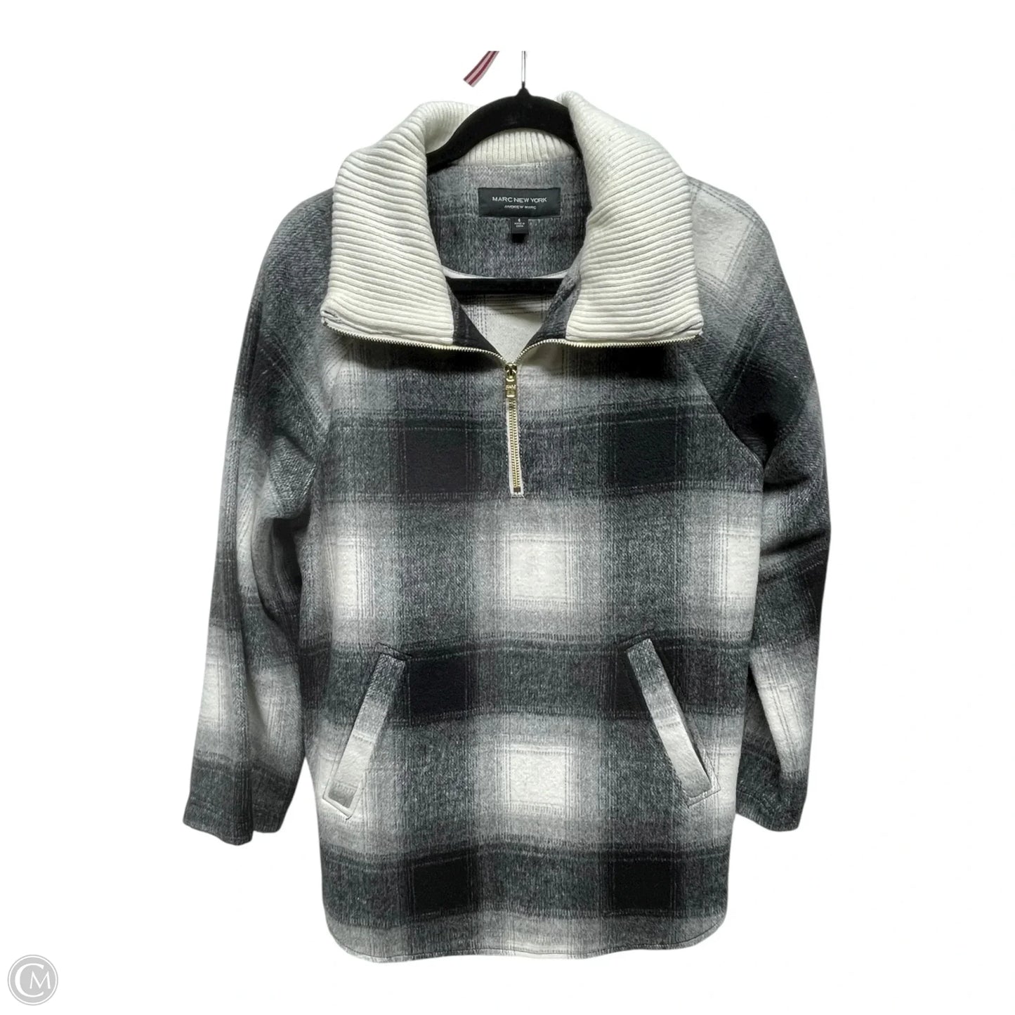 Sweatshirt Collar By Marc New York In Grey & White, Size: S