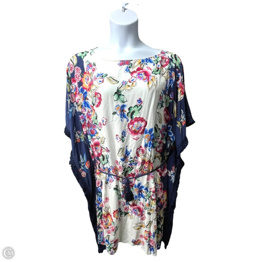Tunic Short Sleeve By Johnny Was In Floral Print, Size: L