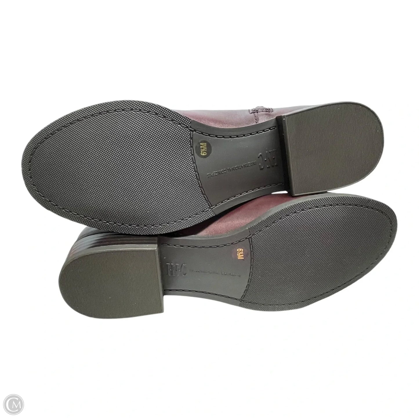 Boots Leather By Inc In Maroon, Size: 6.5