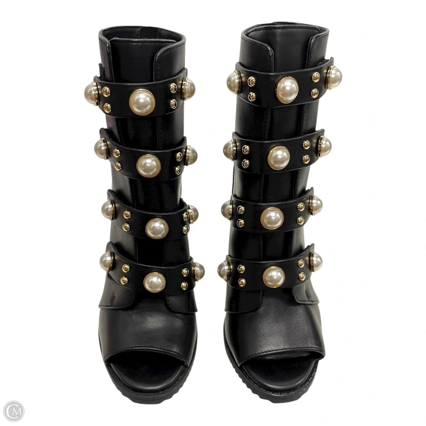 Boots Designer By Karl Lagerfeld In Black & Cream, Size: 7