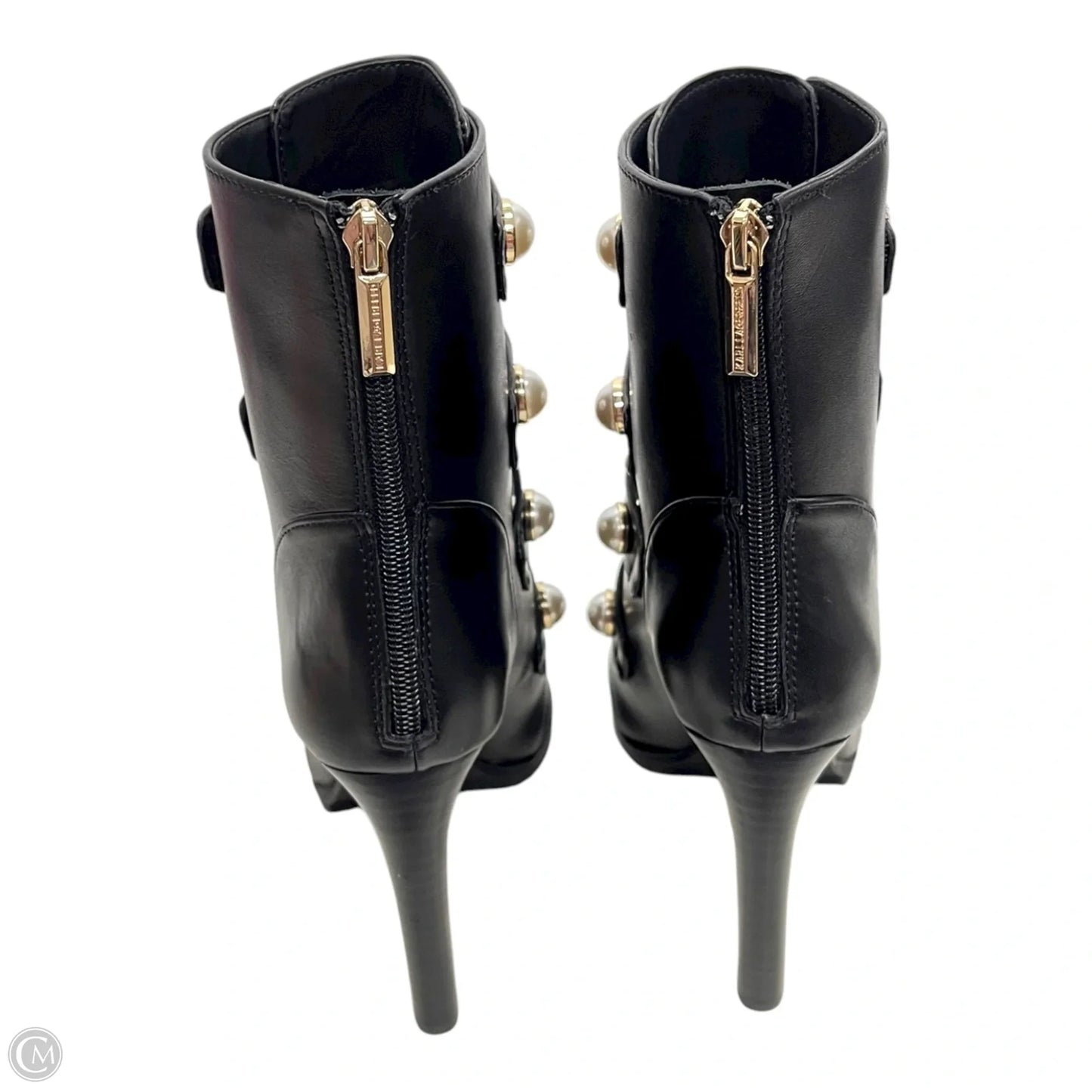 Boots Designer By Karl Lagerfeld In Black & Cream, Size: 7