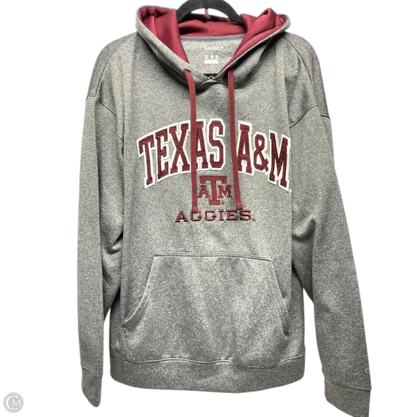 Sweatshirt Hoodie By Champion In Grey & Red, Size: L