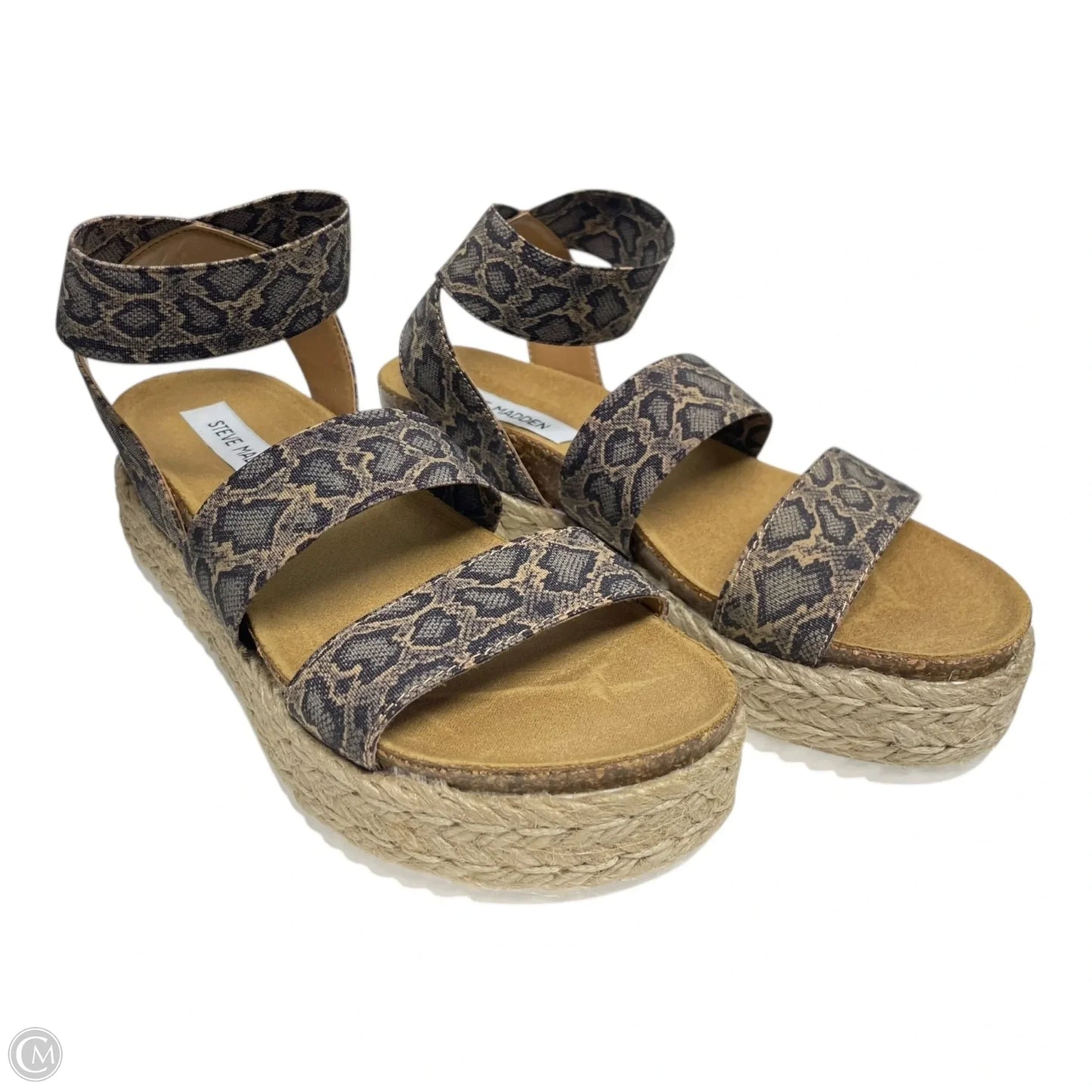 Sandals Heels Platform By Steve Madden In Snakeskin Print, Size: 6