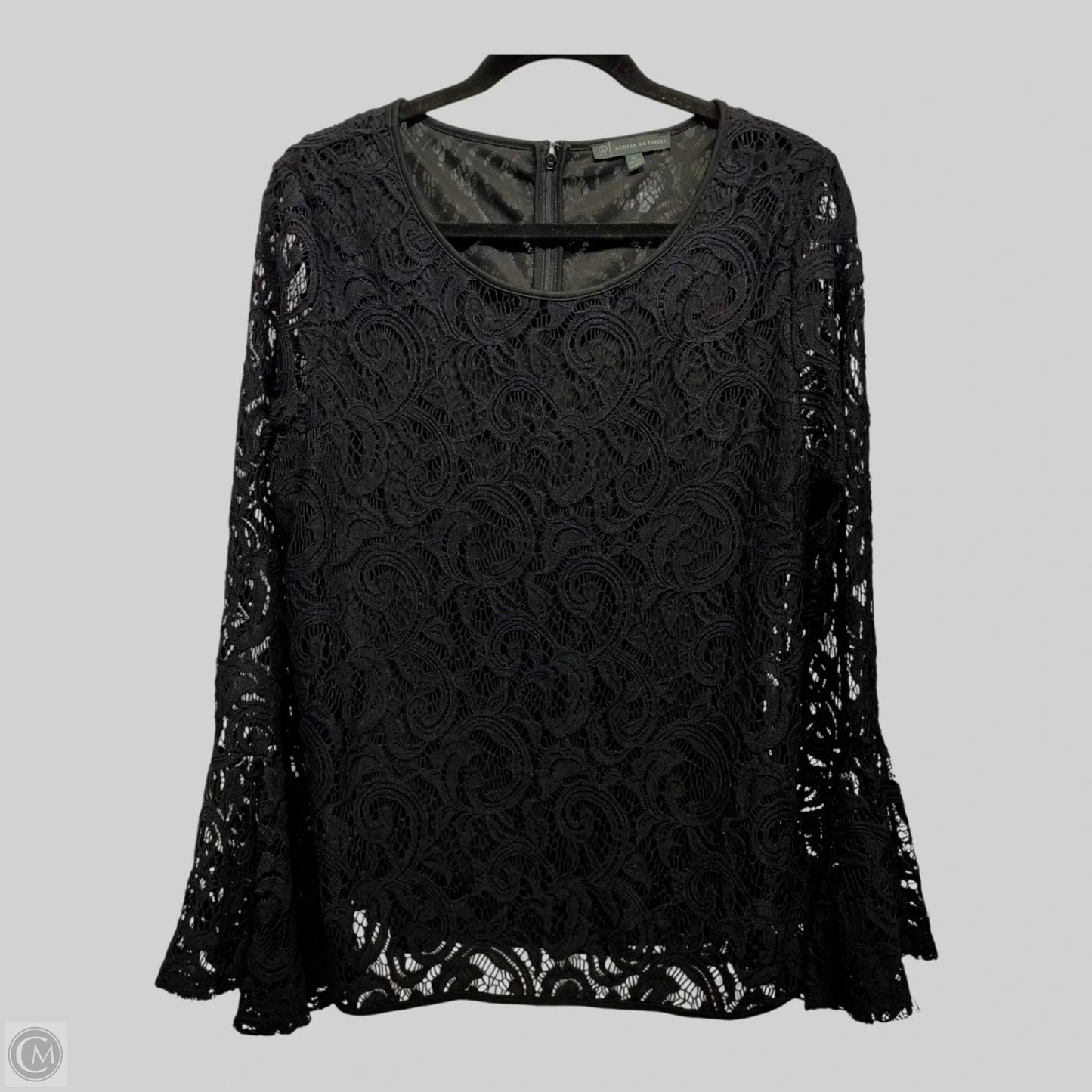 Blouse Long Sleeve By Adrianna Papell In Black, Size: Xl