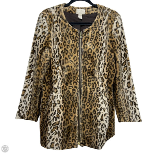Jacket Faux Fur & Sherpa By Chicos In Animal Print, Size: L