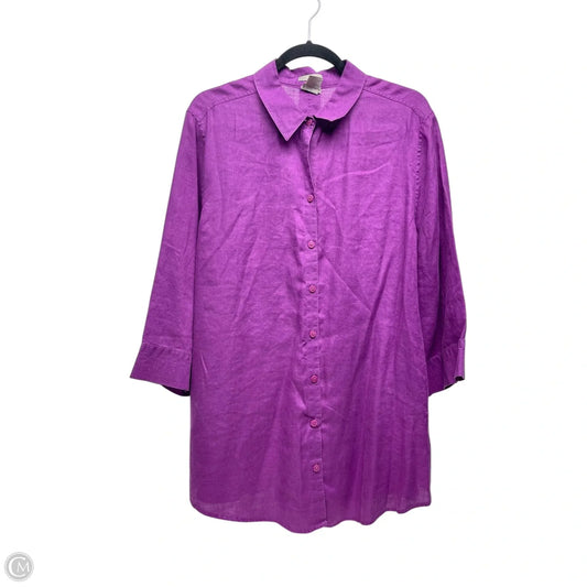 Top 3/4 Sleeve By Chicos In Purple, Size: 2x