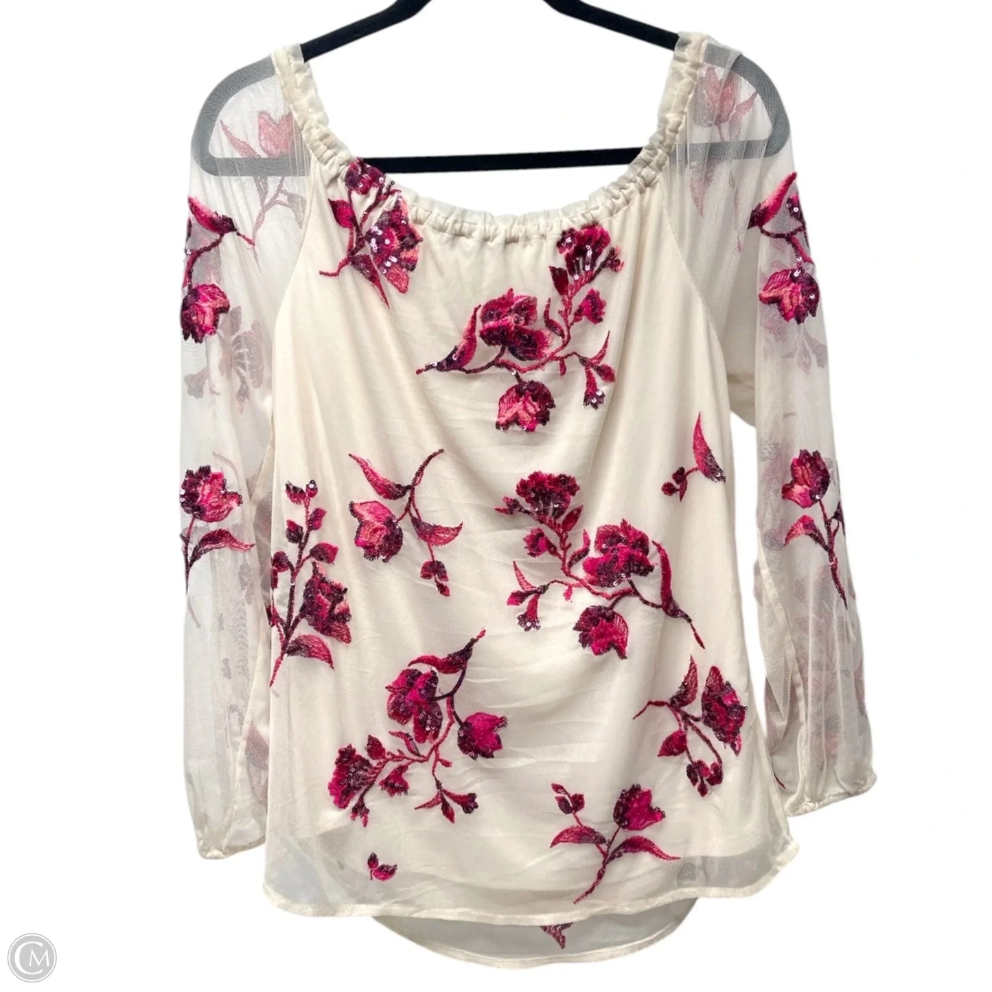 Blouse Long Sleeve By White House Black Market In Floral Print, Size: L