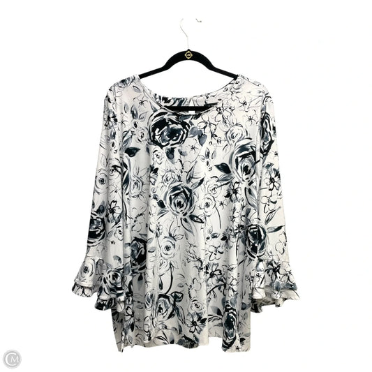 Blouse Designer By Karl Lagerfeld In Floral Print, Size: 2x