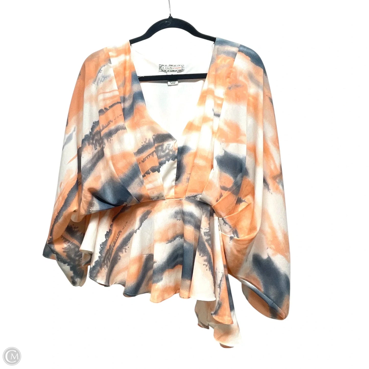Blouse Long Sleeve By Flying Tomato In Blue & Orange, Size: M