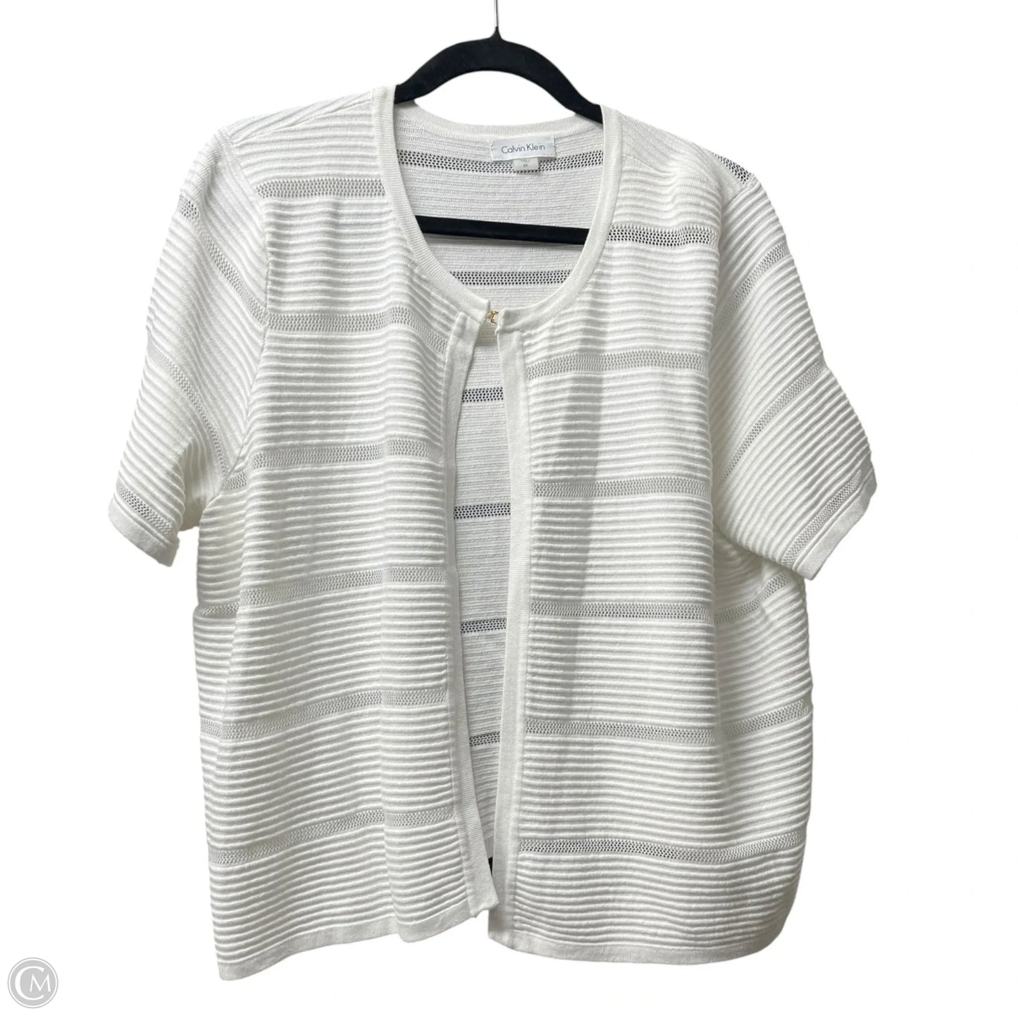 Sweater Cardigan By Calvin Klein In White, Size: 2x