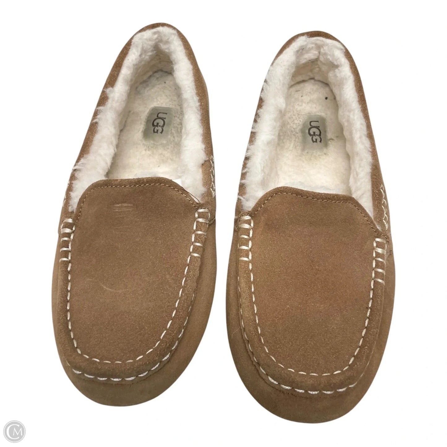 Slippers Designer By Ugg In Brown & White, Size: 7