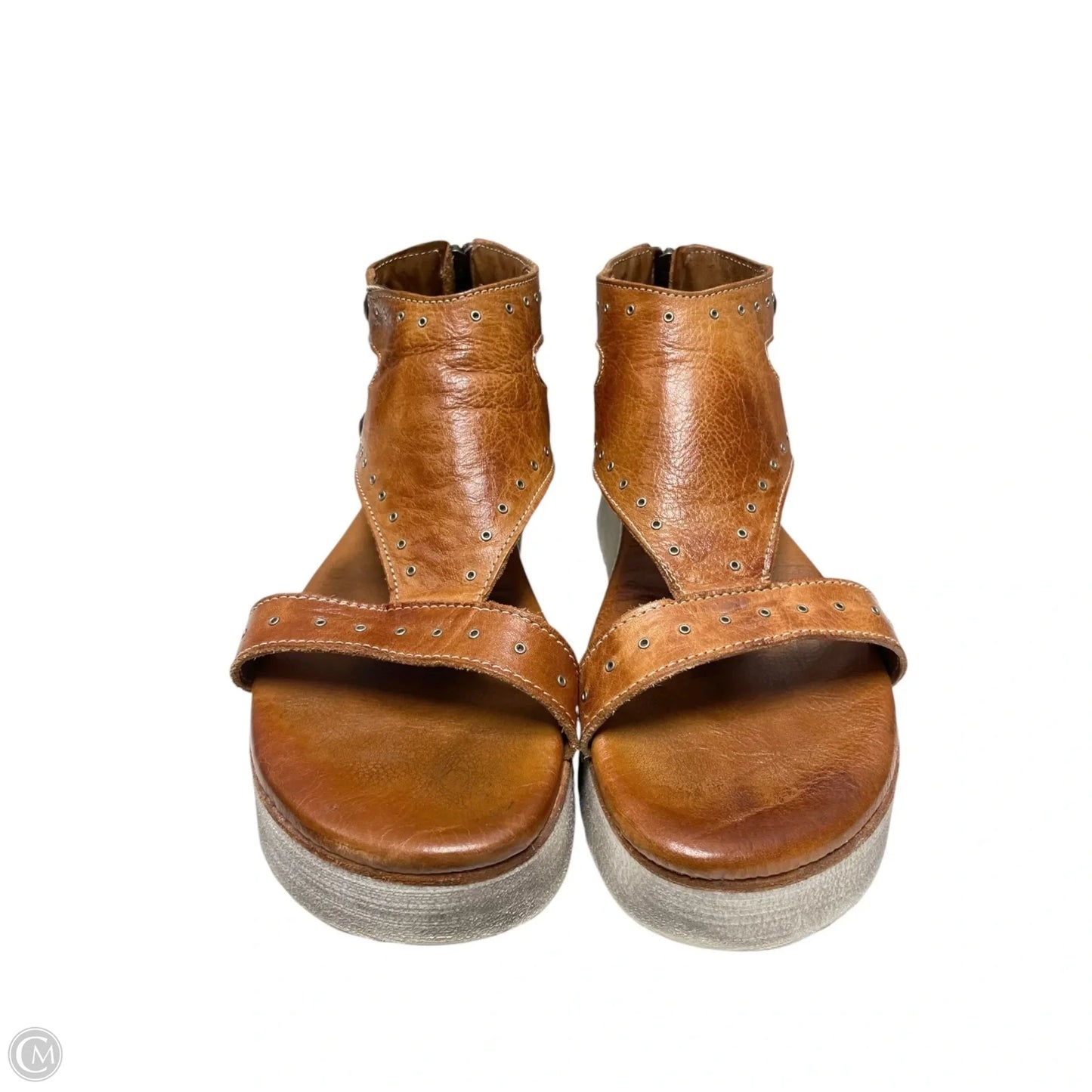 Sandals Heels Platform By Bed Stu In Brown & Cream, Size: 9.5