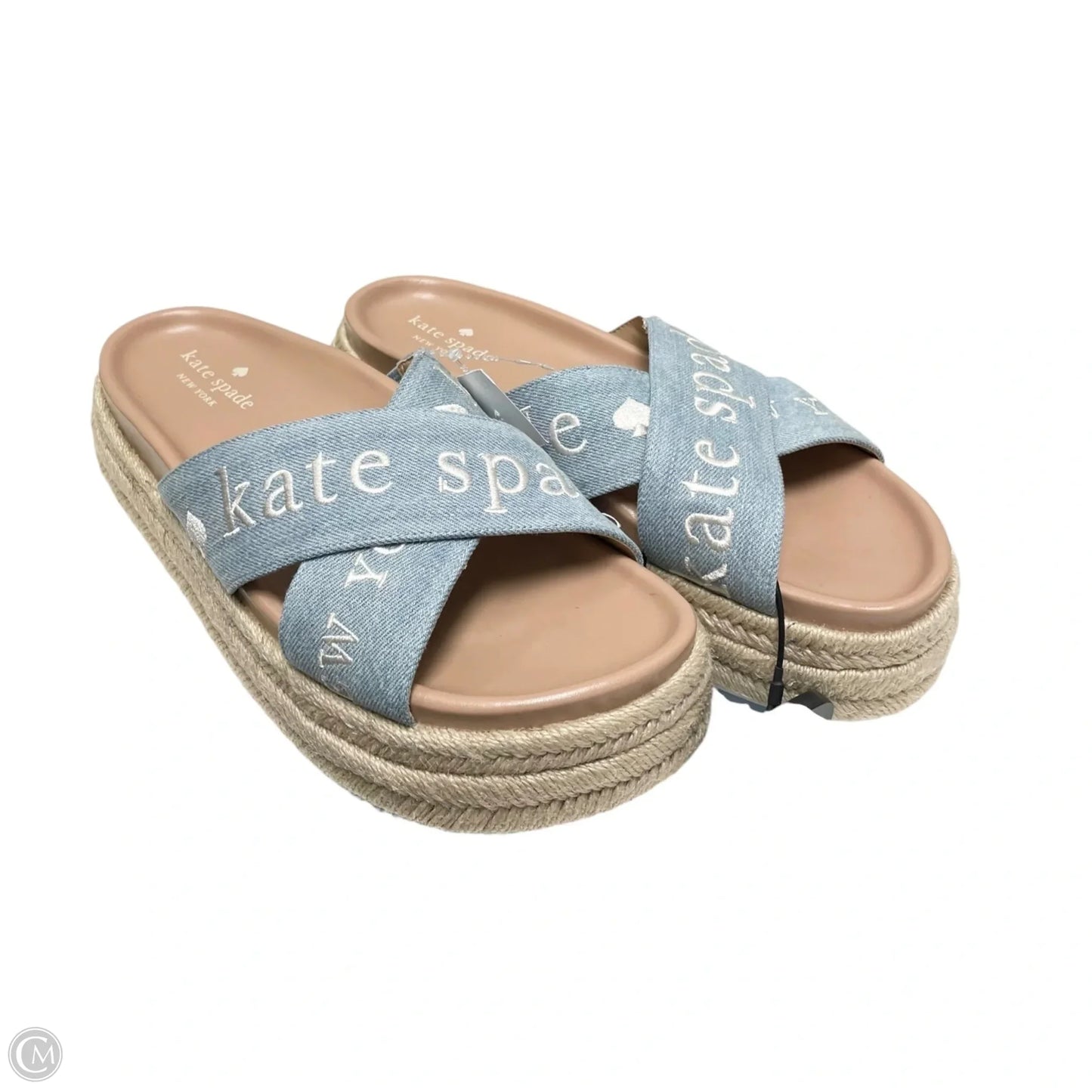 Sandals Designer By Kate Spade In Blue & Tan, Size: 9.5