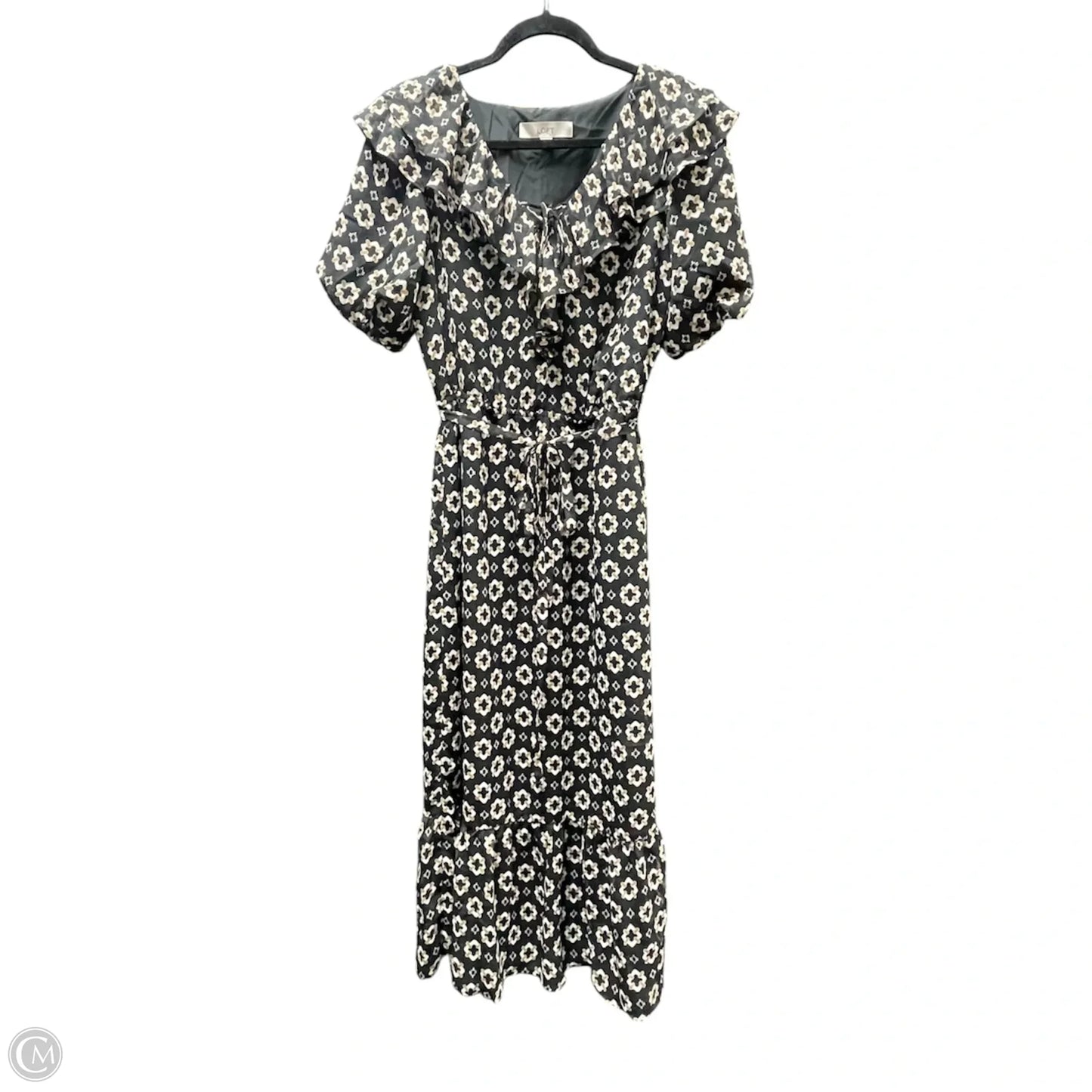 Dress Casual Midi By Loft In Black & Tan, Size: S