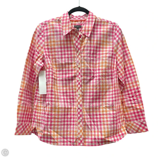 Top Long Sleeve By Talbots In Checkered Pattern, Size: Mp