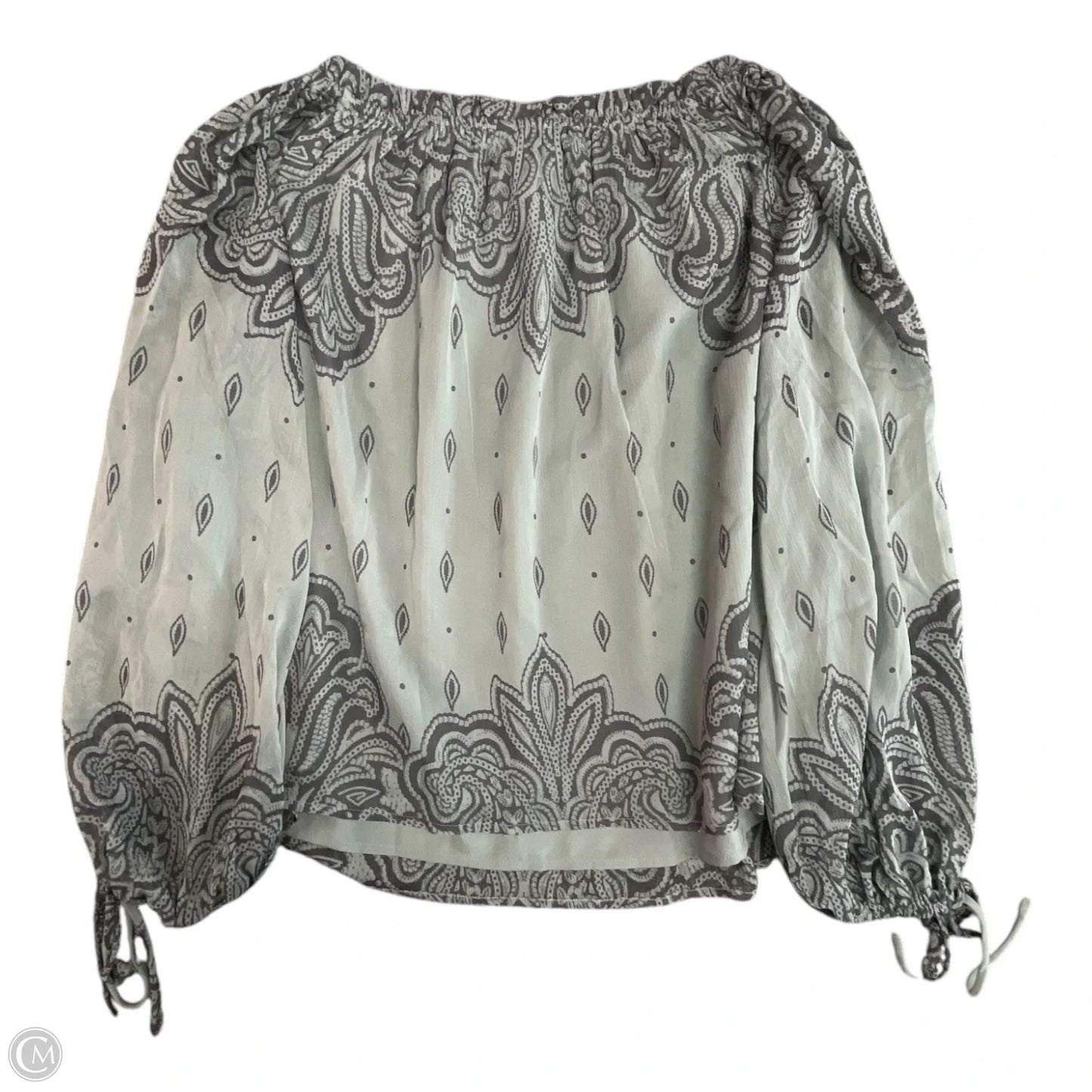 Blouse Long Sleeve By Loft In Green & Grey, Size: S
