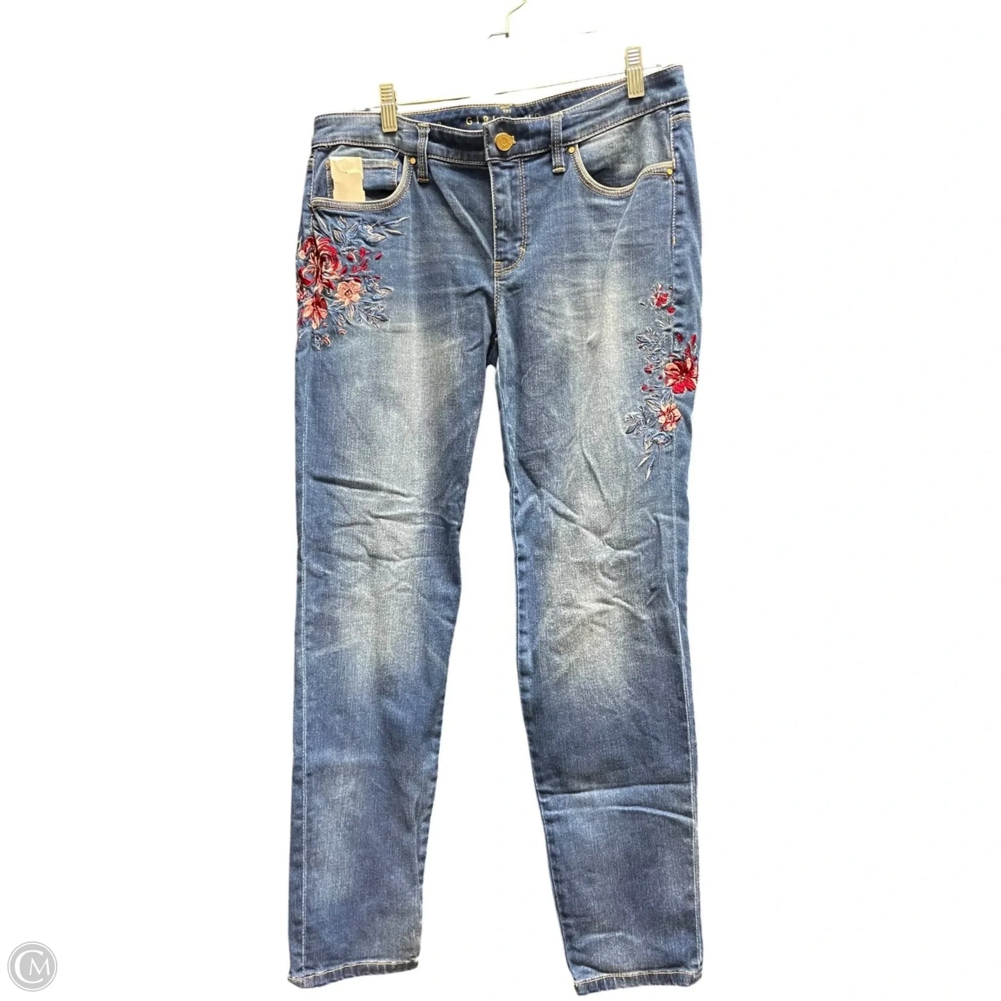 Jeans Boyfriend By White House Black Market In Floral Print, Size: 8