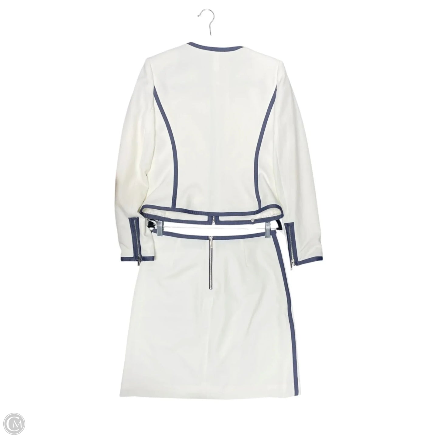 Skirt Suit 2pc By Tommy Hilfiger In Blue & Cream, Size: 4