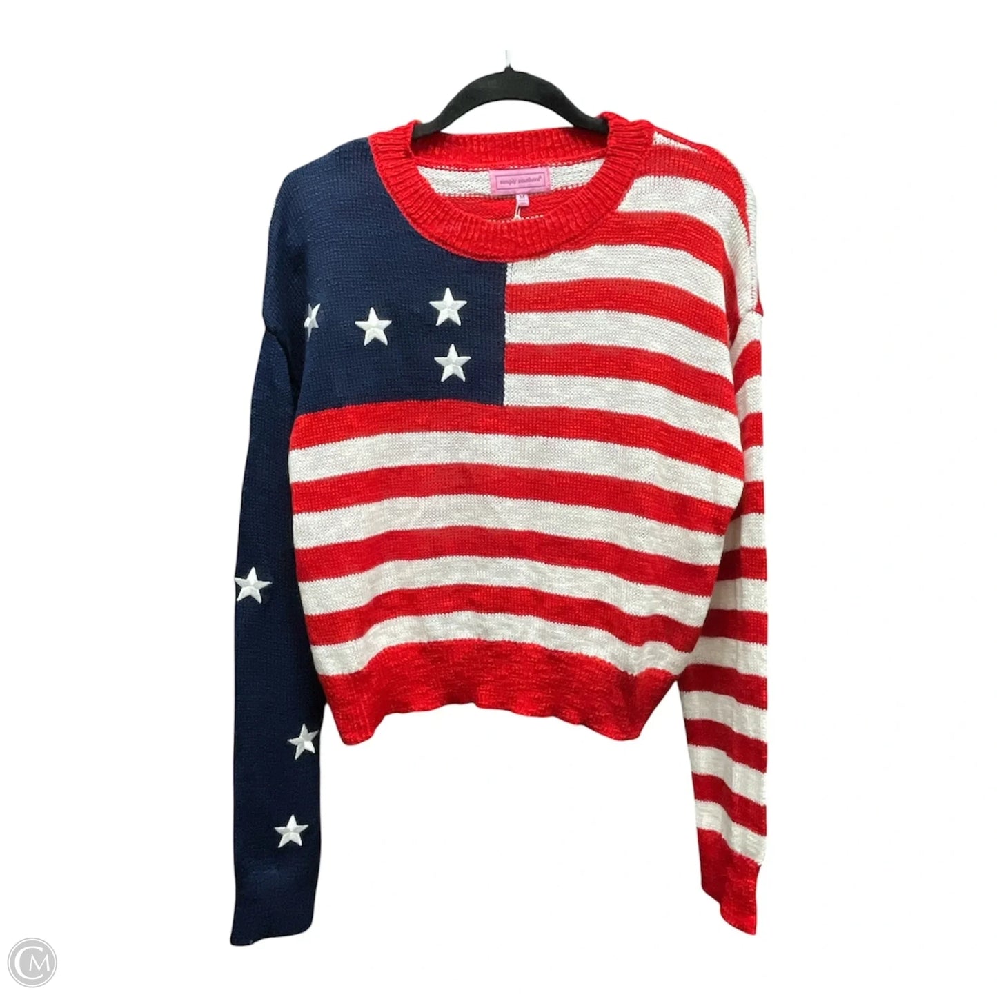 Sweater By Simply Southern In Blue Red & White, Size: M